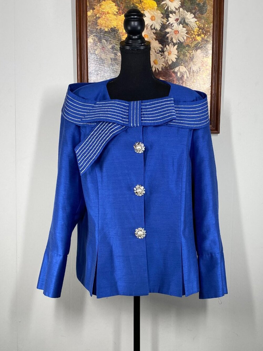 Giovanna Signature Sailor Jacket Women's 18 Blue Bow Snap Button